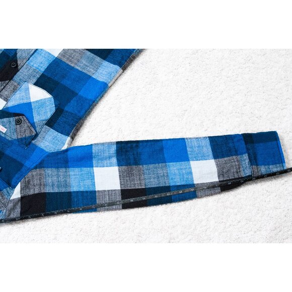 Topo Designs Womens Plaid Flannel Work Shirt Blue & White Size Small - Picture 11 of 12